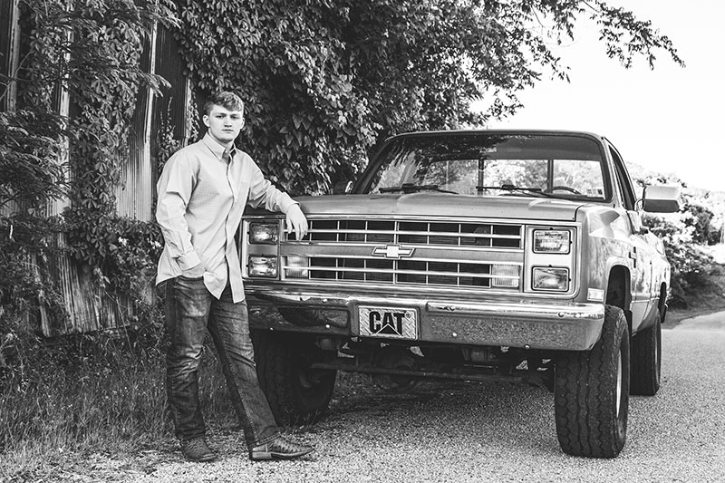 Cherie Carter Photography - black and white senior photo with truck